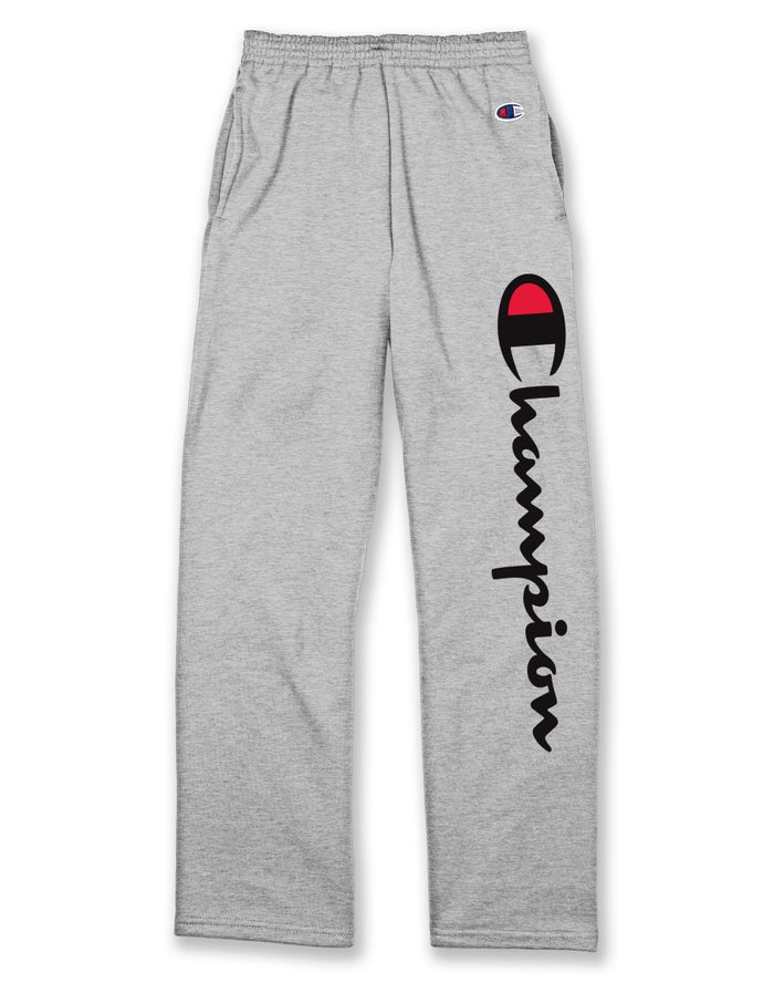 Champion Boys Sweatpants NZ - Double Dry® Fleece With Pockets Script Logo Grey ( 8726-NOAXW )